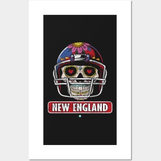 American Football - New England Skull Football Gift Posters and Art